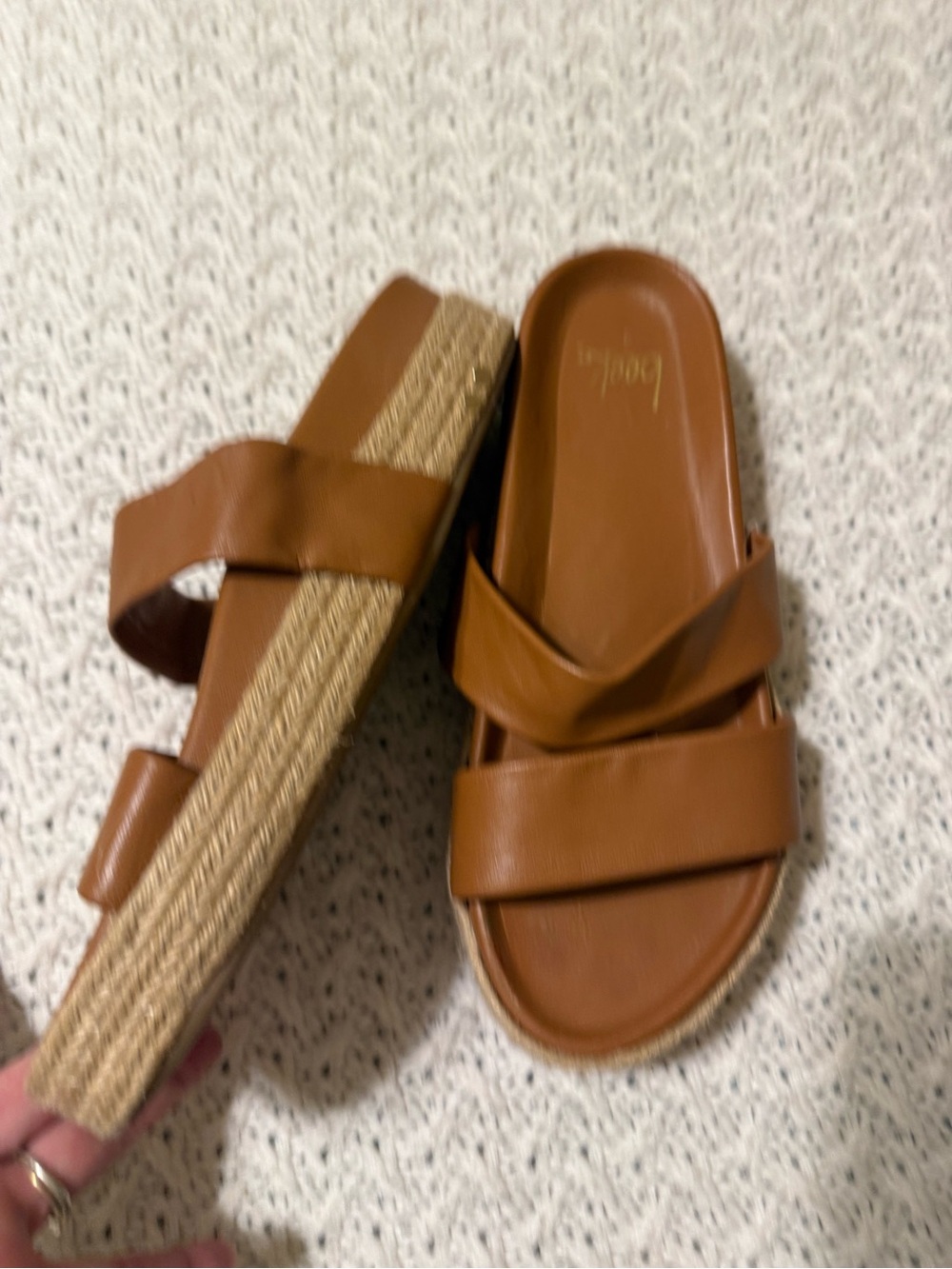 beek Women's Double Strap Slide Sandals in Cognac Brown size 8 - Picture 3 of 11